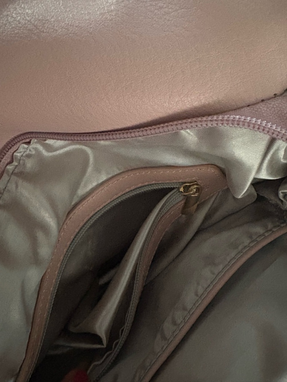 Women’s Leather Shoulder Bag in Blush Pink with Gold Bead Trim - Picture 6 of 7